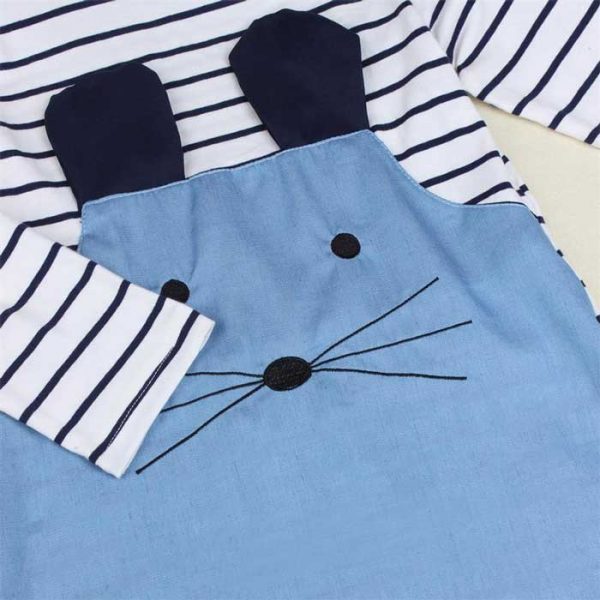 Long Sleeve Cute Mouse Girls Dress Denim - Image 4