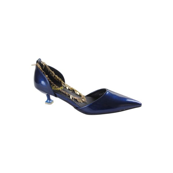 Women's Fastener Pointed-Toe Stiletto Heels Shoes, Navy - Image 3