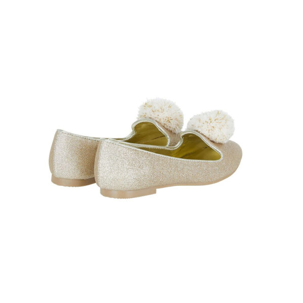 Monsoon Children - Girls' Gold 'Crafty' Pom Pom Shoes - Image 3