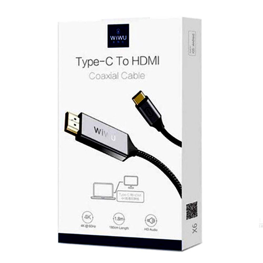 WiWU, Type C To HDMI Coaxial Cable – (2m) Black –