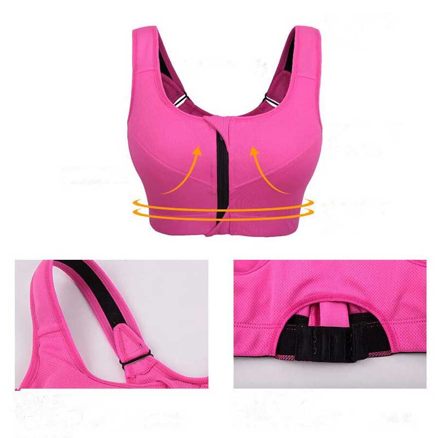 Women Sports Bra Zipper Padded Safety, Shockproof Yoga Vest Sports