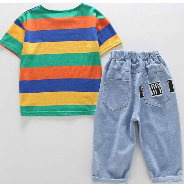 Kids Girls Clothes Summer Outfits Sets Short Sleeve T-shirt + Denim Pants ( 3 - 9 years) - Image 4