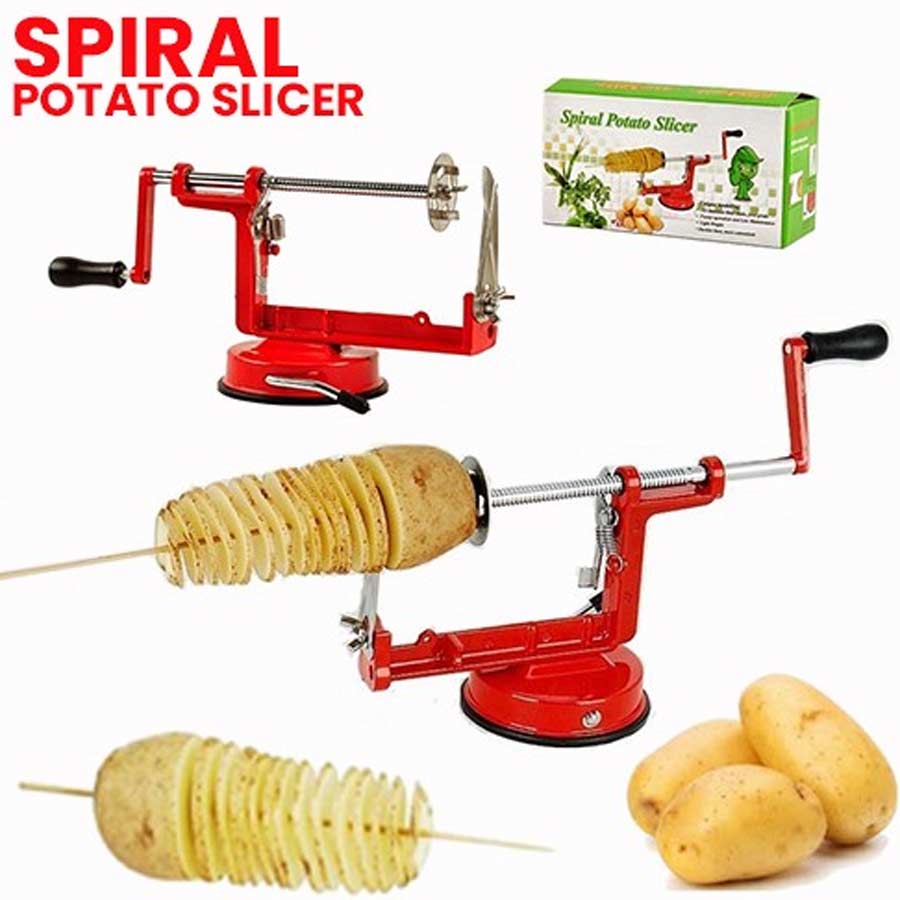 Potato Spiral Cutter Twisted Fruits Vegetable Slicer – Red –