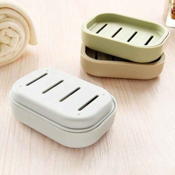 Double Layer Soap Dish with Non-slip Cover Durable Plastic Soap Holder - Image 3