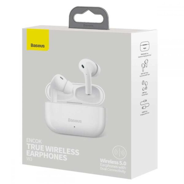 Baseus W3 True Wireless Earphones - white - Image 5