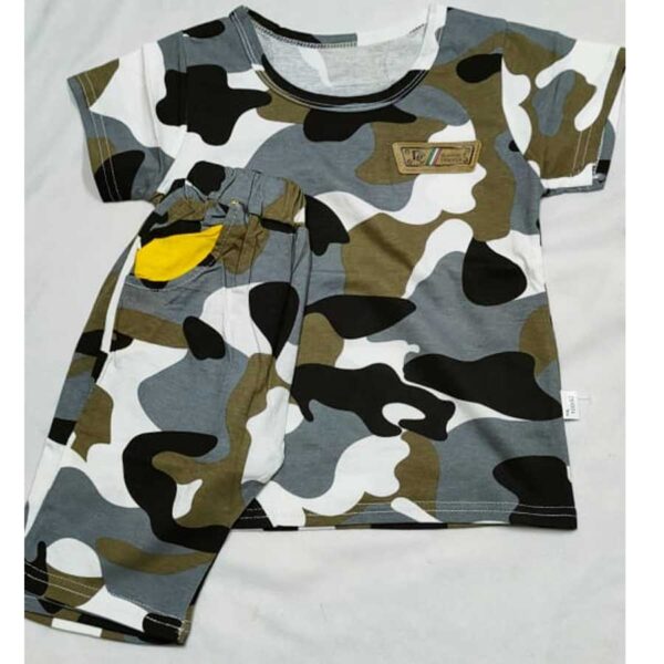 Kids Soft Cotton Classic Camo Pattern Short Sleeve Tshirt And Short Pant Set - Image 5