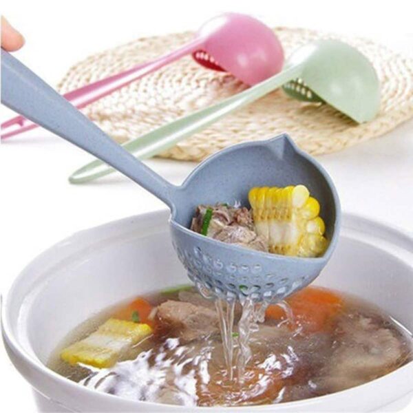 2-in-1 Soup Spoon Food Long Handle Strainer - Image 4