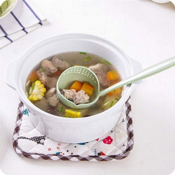 2-in-1 Soup Spoon Food Long Handle Strainer - Image 3