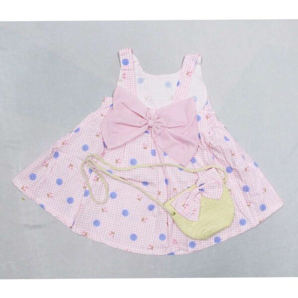 Girl Colorful Polka Dotted Frock Dress with Cute Bow Bag Set ( 6 months to 2.5 years ) - Image 7