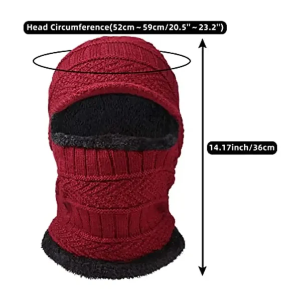 Multifunctional Syhood Knitted Balaclava Beanie Monkey Cap Winter Neck Warmer - Red - Image 4