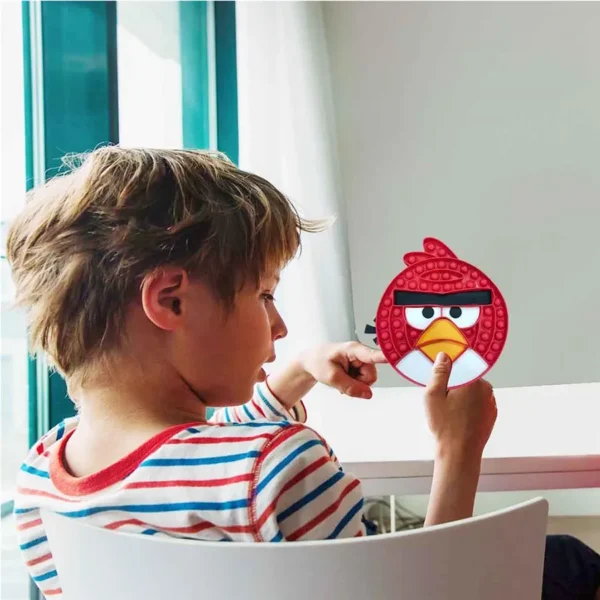 Angry Bird Shape Bubble Squeezing Pop It Fidget Toy (Red) - Image 3