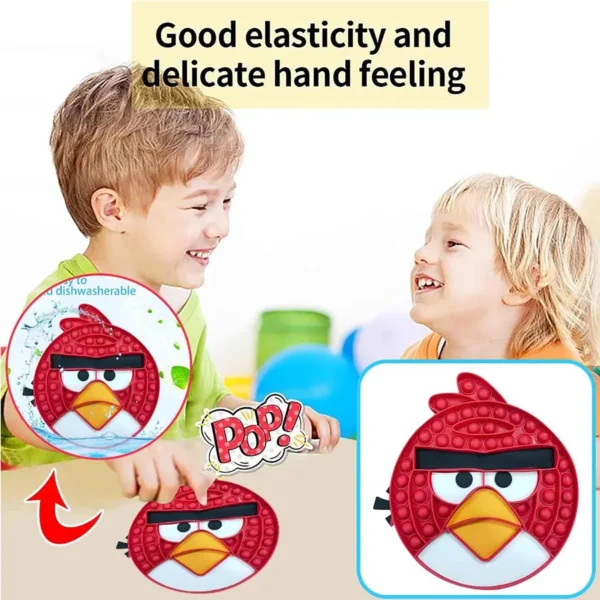 Angry Bird Shape Bubble Squeezing Pop It Fidget Toy (Red) - Image 4