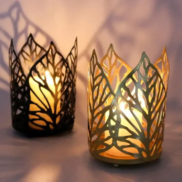 Nordic Style Golden Leaves Tealight Candle Holder - Image 3