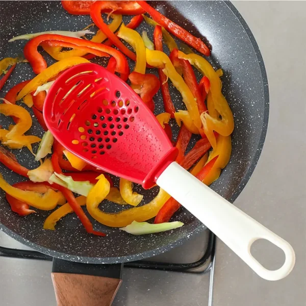 All In One Multifunctional Strainer Kitchen Cooking Spoon - Red - Image 4