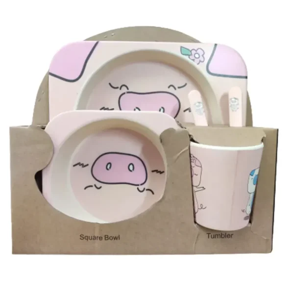 Bamboo Ware Food Grade (Approved By FDA & LFGB) Eco-Friendly Kids Dinner Set - Type 4 - Image 3