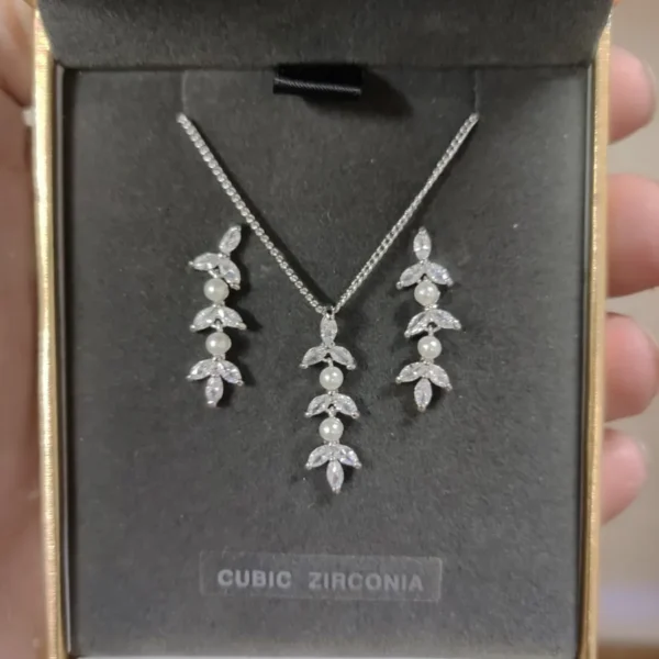 Jon Richard Cubic Zirconia Rhodium Plated Necklace With Earring Set - Image 3