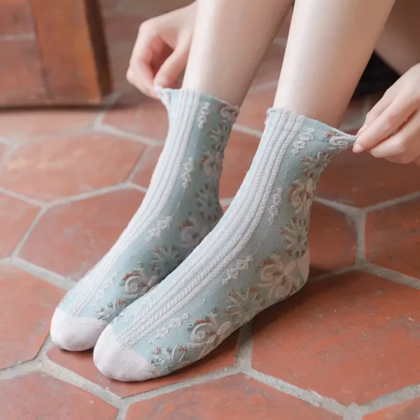 Retro Style Embroidery Japanese Kawaii Cute Woman Socks - Image 5