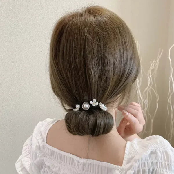 Pearl Flower Magic Bun Maker Hairstyle Hairband/Headband - Type 2 - Image 6