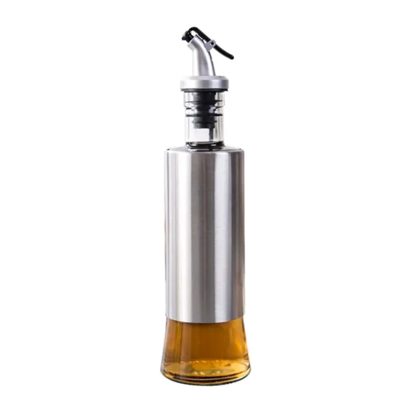 Drip Proof Transparent Glass Oil Dispenser/Pot With Steel Cover Seasoning Bottle - 500 ml - Image 3