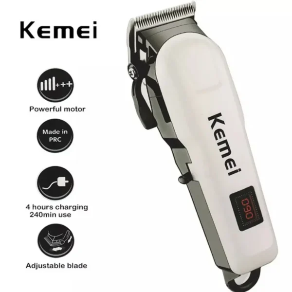 Kemei KM-809A Rechargeable Electric LCD Hair Trimmer - Image 5