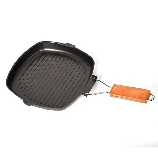 Xinmao Portable Folding Non-Stick Square Grill Pan With Wooden Handle - Image 4