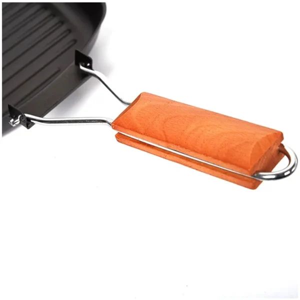 Xinmao Portable Folding Non-Stick Square Grill Pan With Wooden Handle - Image 5