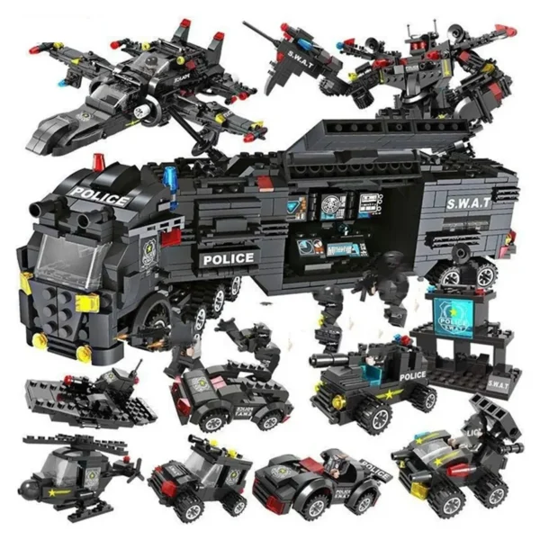 8in3 SWAT Police Command Warship Mecha Truck Soldiers Lego Building Blocks Toys - Image 3