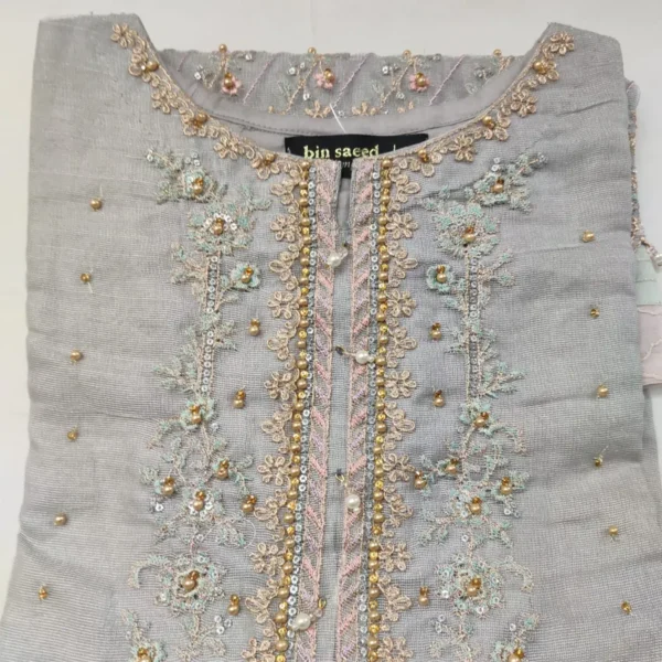 Bin Saeed (Pakistan) Stitched Full Embroidered Stone Worked 2 Pcs Set - Image 3