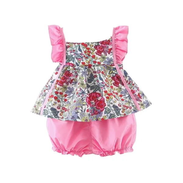 Summer Girl Floral Suspender Dress and Shorts 2pcs Sets- (Newborn - 1 Year) - Image 3