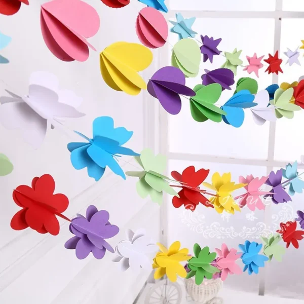 Colorful Hanging Paper Garlands Flora String Wedding/Birthday Party Wall Décor - 1 Pc (Multicolor) - Image 8