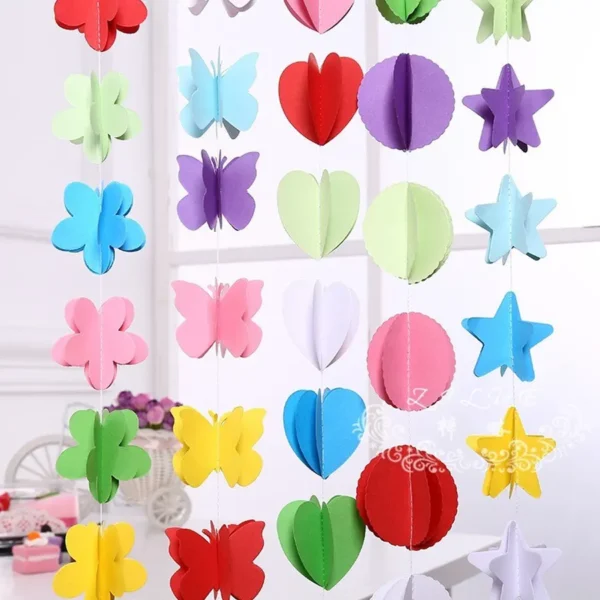 Colorful Hanging Paper Garlands Flora String Wedding/Birthday Party Wall Décor - 1 Pc (Multicolor) - Image 7