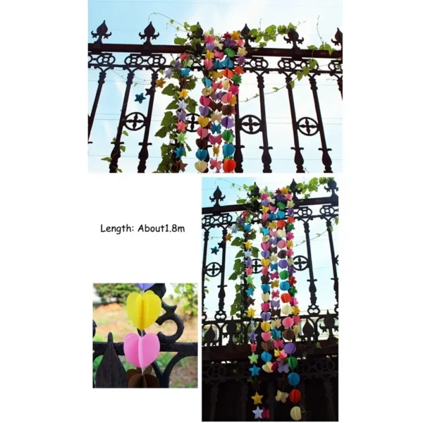 Colorful Hanging Paper Garlands Flora String Wedding/Birthday Party Wall Décor - 1 Pc (Multicolor) - Image 4