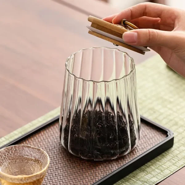 Transparent Glass Spice Jar With Bamboo Ware Lid - Image 5