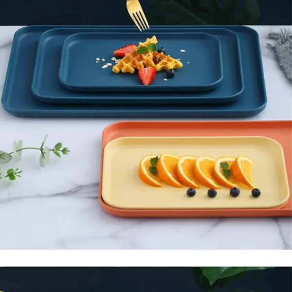 Nordic Style Food Grade Wheat Straw Made Colorful Dessert Tray - Image 6