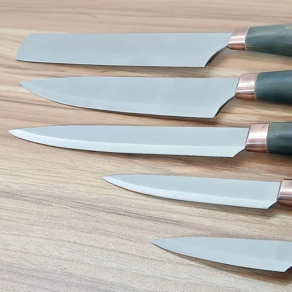 Stainless Steel Made Different Sizes Knife With Wooden Handle - 5 Pcs Set - Image 3