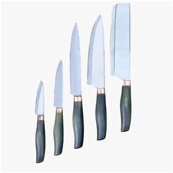 Stainless Steel Made Different Sizes Knife With Wooden Handle - 5 Pcs Set - Image 4