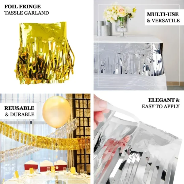 Metallic Foil Tassel Fringe Curtain / Foil Backdrop Banner - 10 Feet - Image 3