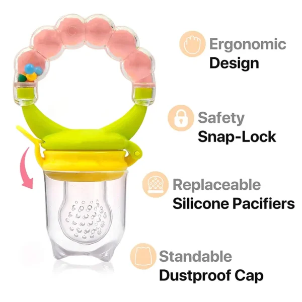 Baby Fruit Feeder Silicone Pacifier Food Nibbler/ Infant Fruit Teething Toy With Rattle Handle (Color May Vary) - Image 3