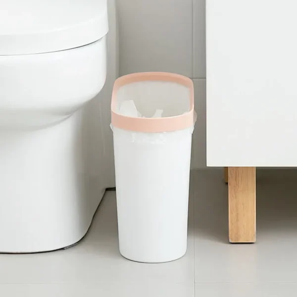 Rectangular Slim Shape Garbage Bucket/Dustbin/Trash Bin - Pink & White - Image 3