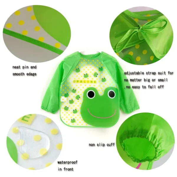 Food Grade Waterproof Long Sleeve Feeding Baby Bibs - Type 2 - Image 3