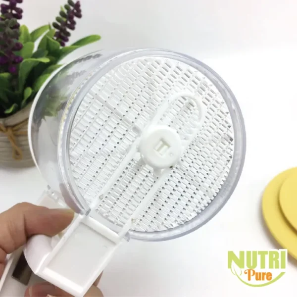 Flour Sifter Plastic Handheld Powder Flour Mesh Sifter Baking Sifter with Hand Press Design, with Lid (Transparent) - Image 6