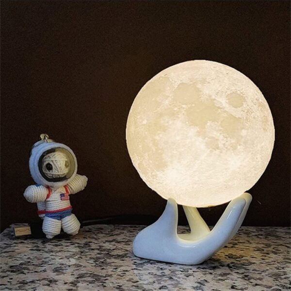 LED Night Light 3D Moon Lamp Battery Powered with Stand Starry Lamp Bedroom Decor Night Lights Kids Gift Moon Light - Image 3