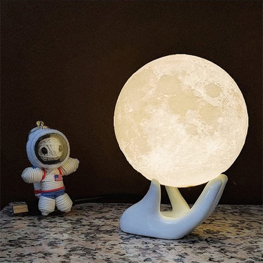 8cm Moon Lamp LED Night Light Battery Powered With Stand Starry Lamp  Bedroom Decor Night Lights Kids Gift Moon Lamp