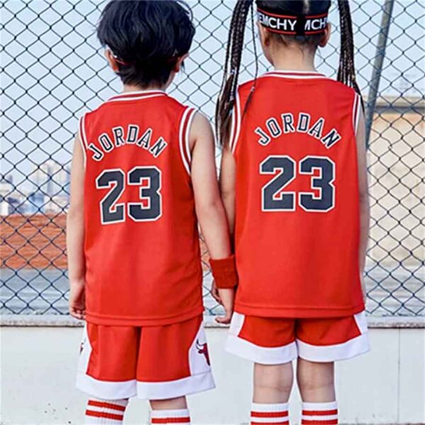 Child Sleeveless Basketball Training Jersey (RED) - Image 3