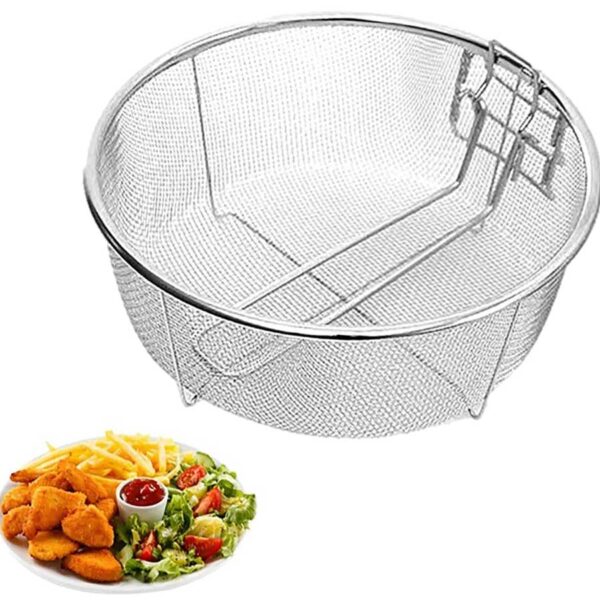 Round Fryer Basket with Handle Deep Wire Strainer for Frying - Image 5