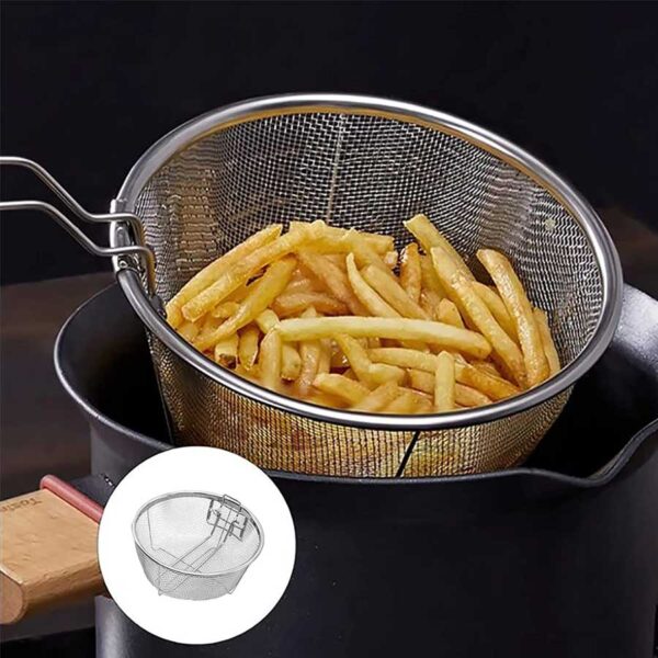 Round Fryer Basket with Handle Deep Wire Strainer for Frying - Image 4