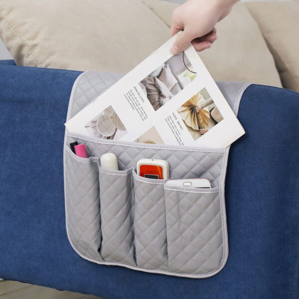 Waterproof Anti Slip Sofa Chair Arm Rest 5 Pocket Organizer Couch Remote Control Storage Bag Magazines Sundries Storage Bags - Image 4