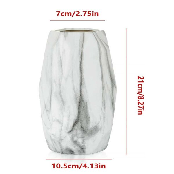 Hewory Ceramic Flower Vase with White Marble Modern Art - Image 3